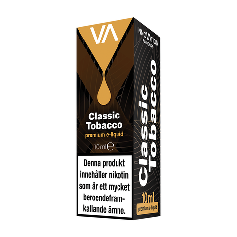 Innovation Classic Tobacco 10 ml vape juice. The toasty, mellow essence of Virginia tobacco mingles with aromatic notes of the finest Turkish tobacco. 